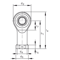 桿端軸承 GIKSR5-PS, 根據(jù) DIN ISO 12 240-4 標(biāo)準(zhǔn)，特種鋼材料，帶右旋內(nèi)螺紋，免維護(hù)
