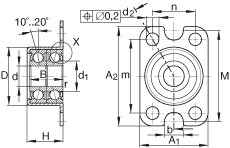 角接觸球軸承單元 ZKLR0624-2Z, 雙向，螺釘安裝，兩側(cè)間隙密封