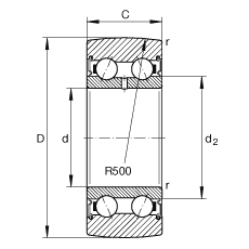 滾輪 LR50/6-2RSR, 雙向，兩側(cè)密封