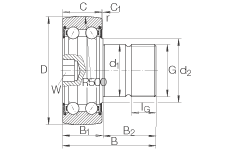 螺栓型滾輪 KR5205-2RS, 雙列，兩側(cè)唇密封