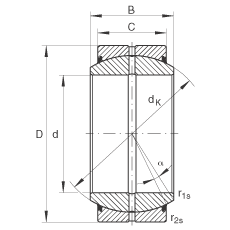 關節(jié)軸承 GE110-DO-2RS, 根據(jù) DIN ISO 12 240-1 標準, 需維護，兩側唇密封