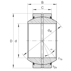 關節(jié)軸承 GE25-FO-2RS, 根據(jù) DIN ISO 12 240-1 標準, 需維護，兩側唇密封
