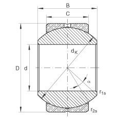 關(guān)節(jié)軸承 GE5-PB, 根據(jù) DIN ISO 12 240-1 標(biāo)準(zhǔn)，尺寸系列 K，需維護(hù)