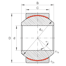 關(guān)節(jié)軸承 GE30-PW, 根據(jù) DIN ISO 12 240-1 標準，尺寸系列 K，免維護