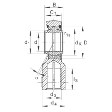 液壓桿端軸承 GIHNRK16-LO, 根據(jù) DIN ISO 12 240-4 標(biāo)準(zhǔn)，帶右旋螺紋夾緊裝置，需維護(hù)