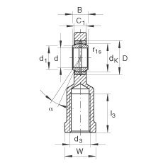 桿端軸承 GIR17-DO, 根據(jù) DIN ISO 12 240-4 標(biāo)準(zhǔn)，帶右旋內(nèi)螺紋，需維護