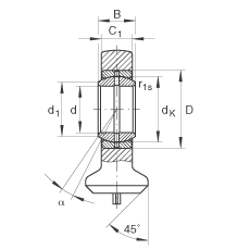 液壓桿端軸承 GK70-DO, 根據(jù) DIN ISO 12 240 標(biāo)準(zhǔn)，帶焊接面，需維護(hù)