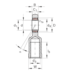 桿端軸承 GIL10-UK, 根據(jù) DIN ISO 12 240-4 標準，帶左旋內(nèi)螺紋，需維護