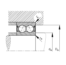 角接觸球軸承 3005-B-2RSR-TVH, 雙列，雙側(cè)唇密封，接觸角 α = 25°