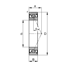 主軸軸承 HCS71916-E-T-P4S, 調(diào)節(jié)，成對或單元安裝，接觸角 α = 25°，兩側(cè)唇密封，非接觸，限制公差