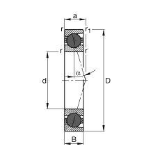 主軸軸承 HCB71914-C-T-P4S, 調(diào)節(jié)，成對或單元安裝，接觸角 α = 15°，陶瓷球，限制公差