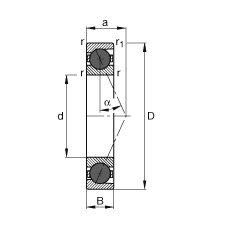 主軸軸承 HCB71930-E-T-P4S, 調(diào)節(jié)，成對或單元安裝，接觸角 α = 25°，陶瓷球，限制公差