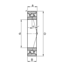 主軸軸承 HS71903-C-T-P4S, 調節(jié)，成對安裝，接觸角 α = 15°，限制公差