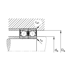 主軸軸承 B7018-E-2RSD-T-P4S, 調(diào)節(jié)，成對安裝，接觸角 α = 25°，兩側(cè)唇密封，非接觸，限制公差