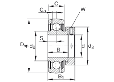外球面球軸承 GRA010-NPP-B-AS2/V, 球面外圈，偏心鎖圈定位， 兩側(cè) P 型密封，英制孔
