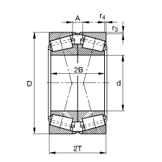 圓錐滾子軸承 32968-N11CA, 根據(jù) DIN ISO 355 / DIN 720 標(biāo)準(zhǔn)的主要尺寸，可分離，X型成對布置，有軸向內(nèi)部游隙